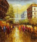 Impressionism Paris Oil Painting Paris Street Handmade Palette Knife on Canvas