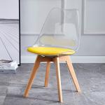 Transparent Plastic Tulip Dining Table Chairs PU Cushion Beech Wood Legs
