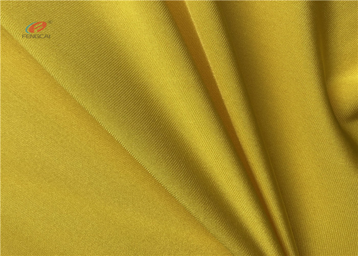 Yellow 4 Way Stretched Dry Fit Polyester Spandex Blend Fabric For Swimwear Leggings