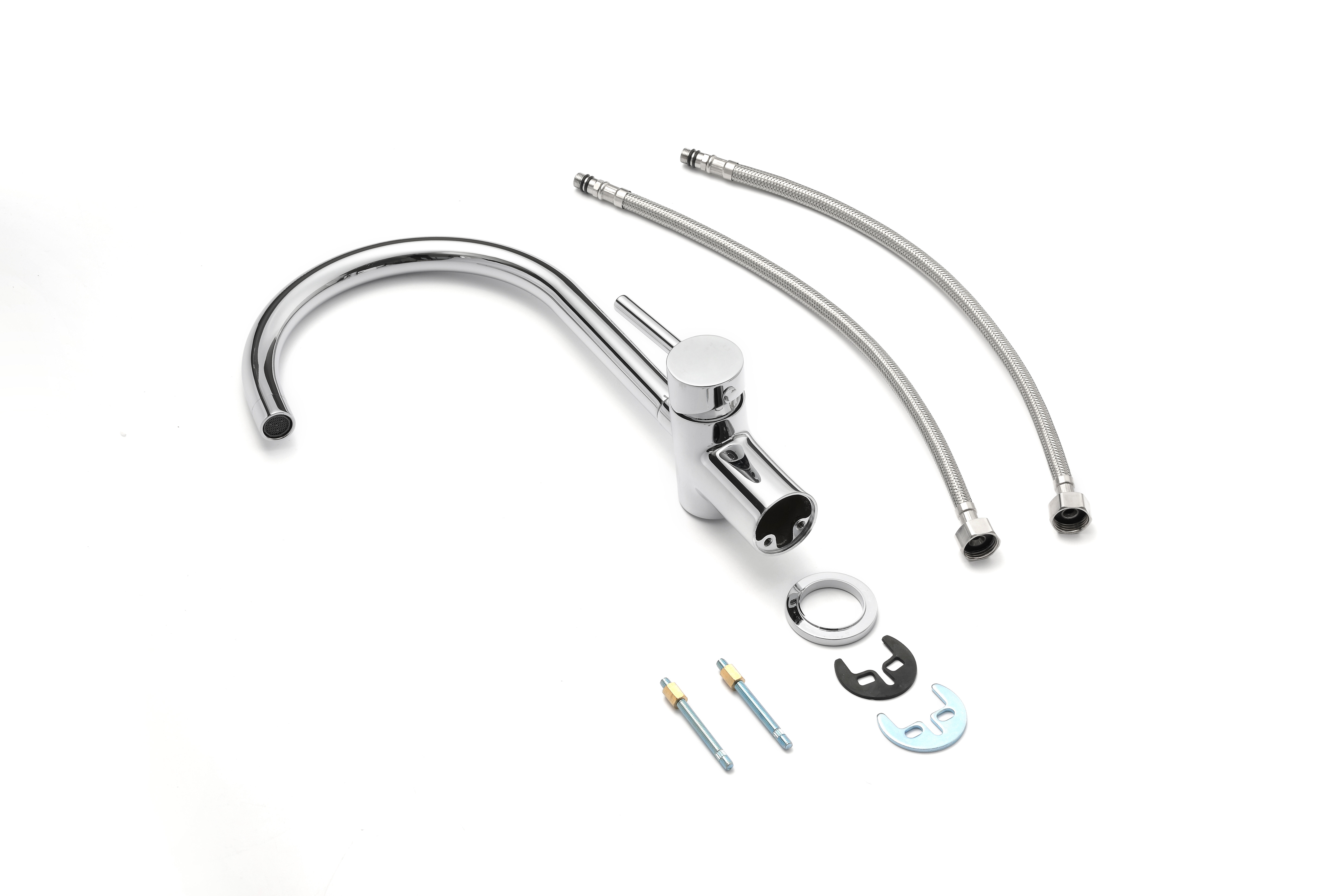 Single Chrome Handle Brass Kitchen Mixer Faucet With Adjustable Speed T8006