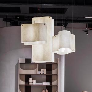 China Wabi-sabi Classic Contemporary White Fabric Chandelier Aluminum Pendant Light Fixtures Switch Control Indoor Staircase factory