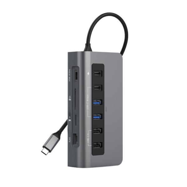 10 Ports USB C 5Gbps Hub 4K HDMI Video GigaBit Ethernet PD Card Reader And USB C