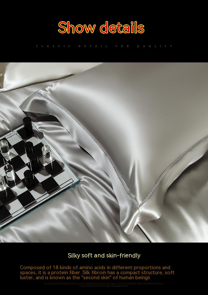 Silk Bedding Set Queen Size Satin Sheets 4 Sheets Set Bed Cover for Home Hotel Luxury