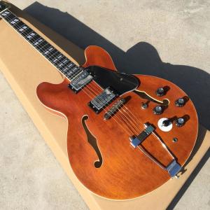 China Matt Brown color ES335 Jazz Electric Guitar,Top quality Hollow Body Archtop 335 Jazz Guitarra,5 switch factory