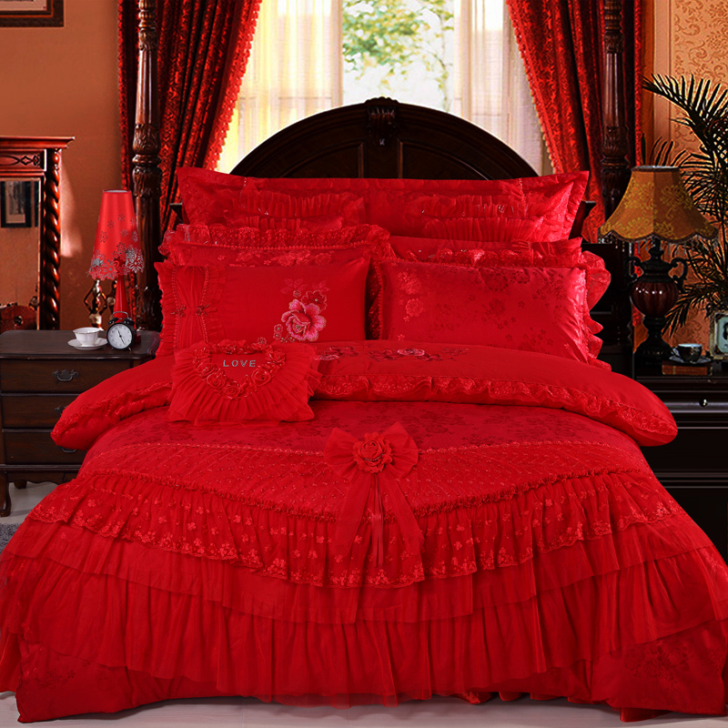 Bedding Set Luxury Wedding 100% Cotton 200TC Bed Sheet Quilt Bedding Anti-Pull Set