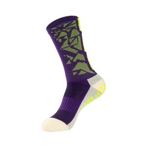 China Spring Thick Padded Football Custom Anti-slip Crew Football Socks Grip Weaving Method factory