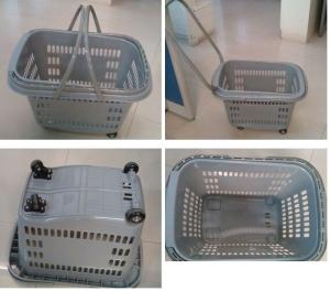 China Large Rolling Plastic Wheeled Shopping Basket With Wheels and Handles SGS / ISO9002 factory