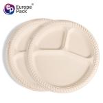 Online shopping high quality disposable food cornstarch plastic plate with 3