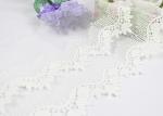 Off White Cotton Embroidered Lace Trim For Sewing Clothes / DIY Wedding Dress