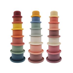 China 7 Cups Montessori Sensory Silicone Building Blocks Silicone Stacking Toy factory