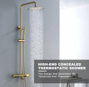 China Gold Exposed 40degree Bath Shower Faucet Set With Hand Shower factory