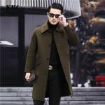 Autumn Winter Men's Double Collar Warm Coat with Standard Thickness and V-neck