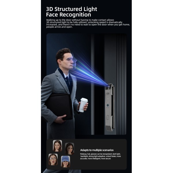 3D Face Recognition Door Lock Fully Automatic Electronic Digital Biometric Fingerprint Smart Gate Lock with Facial Scan for Home