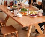 Hall Wood Solid Tables and Chairs for Restaurant Rectangular Wood Set of Dining