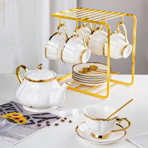 China Luxury Tea Set Gold Ceramic Tea Pot and Tea Cup Set for Afternoon Coffee factory