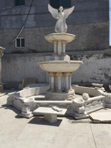 China Angel With Wings Statue Carved Stone Marble Fountain Column factory
