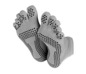 China Custom logo Grey Grippers/Trampoline Non-Slip Crew Yoga Toe Socks factory