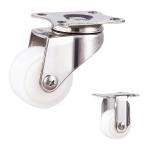 50KG Capacity 50x22mm White Stainless Steel Threaded Stem PA Wheel With Covers