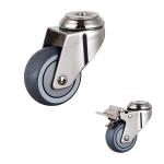 Soft 3 Inch Stainless Steel TPR Caster Wheels Swivel Double Brake