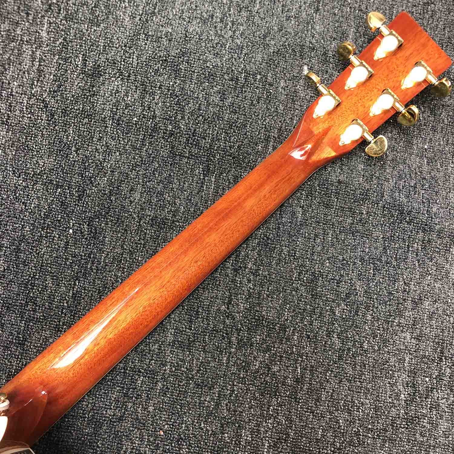 Custom Solid KOA Wood Top OM Body Shape Life Tree Inlay Acoustic Guitar Wood Pickguard