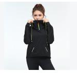 black 3/4 Zipper Up Collar Women'S Sports Hoodie 250g Cuff design