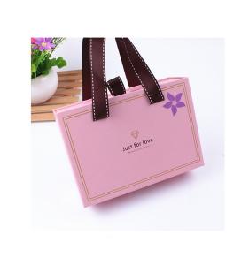 China Customized Size Small Drawer Packaging Box Paper Gift Bags With Ribbon Handles factory