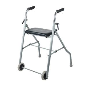 China 2 Wheels Aluminum Medical Folding Rollator Walker with Seat factory