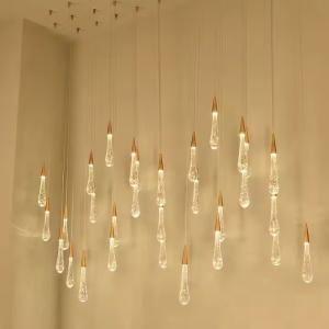 China Staircase Living Room Hall Interior Decor Crystal Water Drop Light Chandelier factory