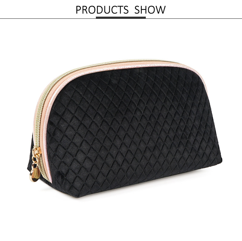 Flocking Zipper Velvet Storage Bag For Beautician