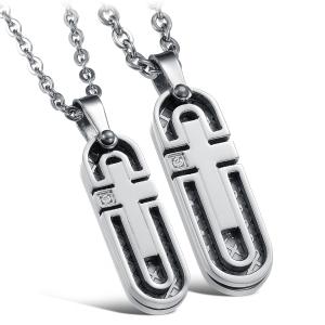 China New Fashion Tagor Jewelry 316L Stainless Steel couple Pendant Necklace TYGN331 factory