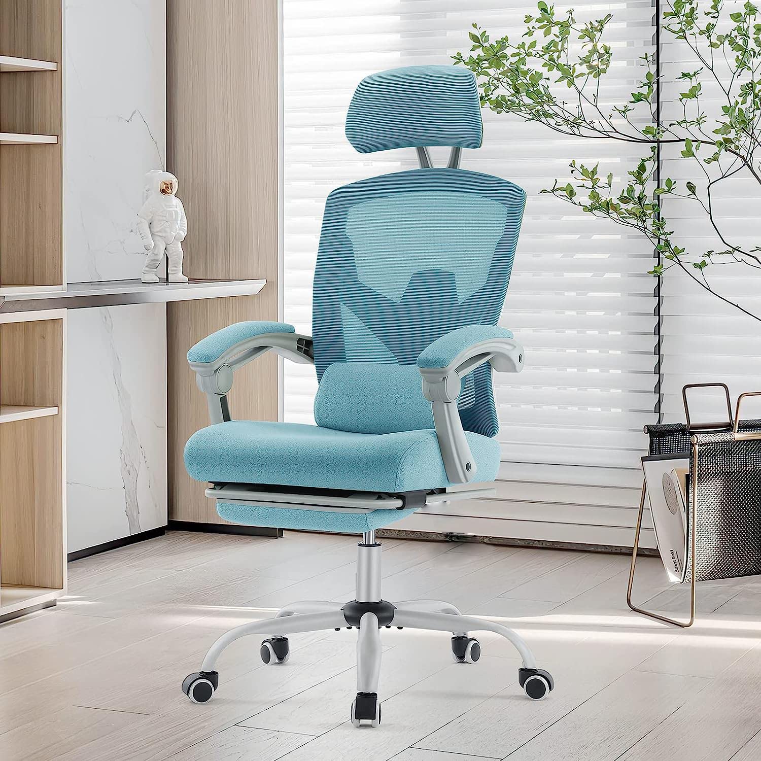 3 Gas Lift Ergonomic High Back Office Chair with Lumbar Pillow and Retractable Footrest