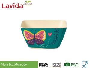 China Unbreakable Bamboo Cereal Bowls Eco - Friendly Garden Butterfly Printing Diverse Styles factory