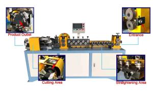 China 380V 50Hz Tube Straightening Cutting Machine , Aluminum / Copper Tube Straightener Cutter factory