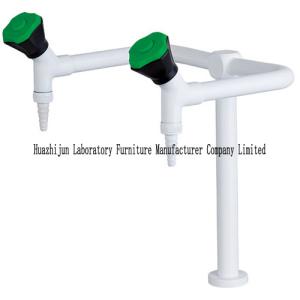 China Double Outlet Science Lab Faucets Deck Mounted Epoxy Coated Acid Resistant factory