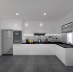 Classic Modern White Kitchen Cabinets Modular Stainless Steel Customized