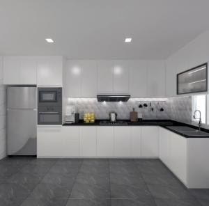 China Classic Modern White Kitchen Cabinets Modular Stainless Steel Customized factory