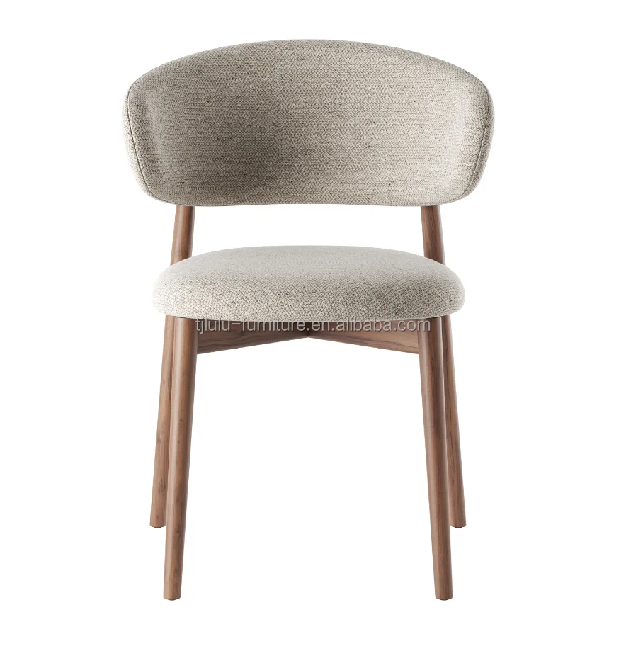 Upholstered Nordic Modern Solid Wood Dining Chair with Nitrolacquer Finish and Wooden Restaurant Chairs
