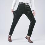 Regular Fit Drawstring Closure Corduroy Dress Pants for Men's Professional Look