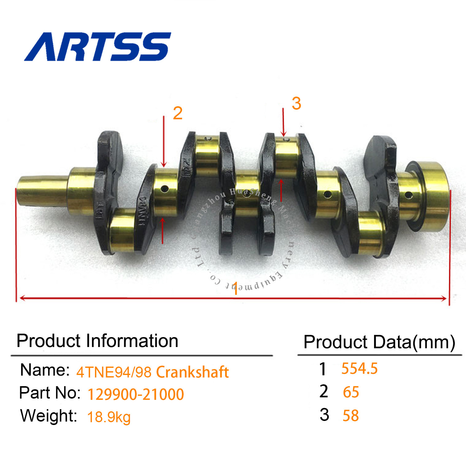 High Quality Manufacturer Diesel Engine 129900-21000 4TNE94 4TNE98 Casting iron Crankshaft For Forklift Spare Parts