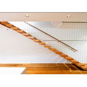 Prima Prefabricated Open Tread Stairs With Glass , Unique Floating Appearance