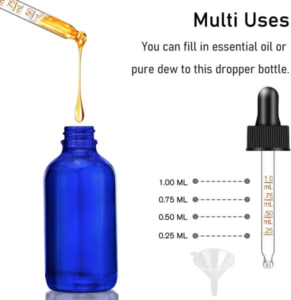 Dropper Bottle 2 Oz, Glass Eye Dropper Bottles For Essential Oils With Labels