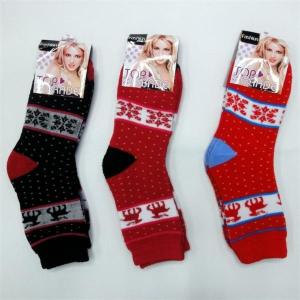 China Stunning christmas maple leaf patterned design winter cotton socks for women factory