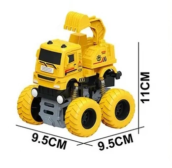 Plastic Pull Back Friction Powered Construction Engineering Vehicle Dump Crane Mixer Truck Kids Toy Car 12 Piece Display Box