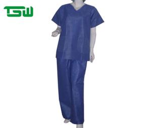 China Nurses Blue Breathable Disposable SMS Nonwoven Scrub Suits factory