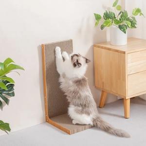 China OEM L Shape Cat Scratcher Detachable Vertical Cardboard Cat Scratcher factory
