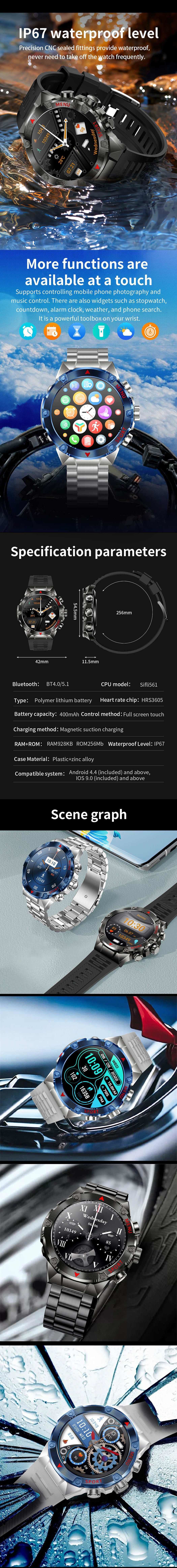 H27 Smart Watch Outdoor Sports 1.43inches Amloed BT Call 400mah Battery Health Heart Rate