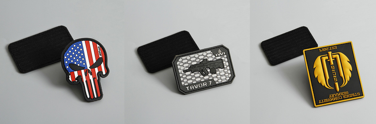Flag Custom 3D Rubber Patches , Chenille Embroidery Rubber Badges For Clothing
