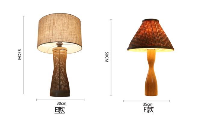 Natural Bamboo Rattan Table Lamp Rustic Style 2700K For Hotel