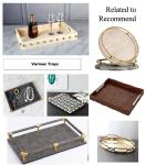 PU Leather Round Storage 300X105mm Decorative Display Trays