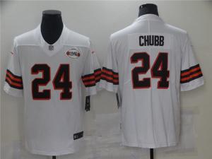 China Mens Cleveland Browns #24 Nick Chubb 2021 White Retro 1946 75th Anniversary Jersey factory